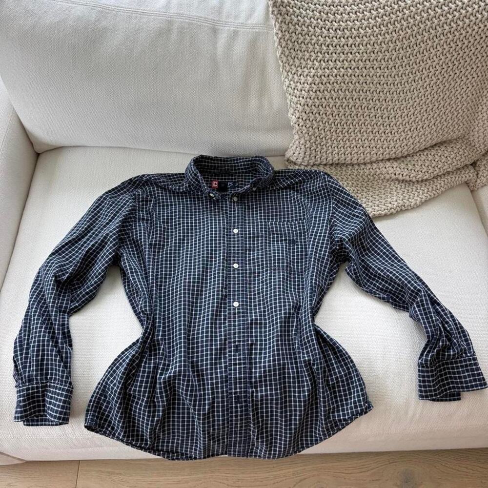 Chaps navy white checkered buttonup